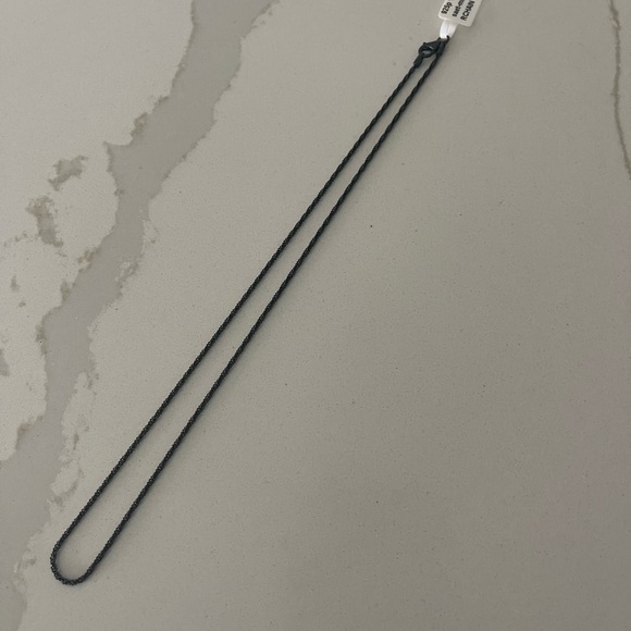 Black Sterling Silver Sparkle Chain Necklace 16” - Picture 7 of 9